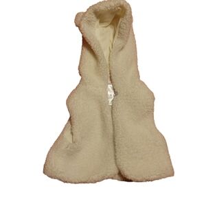 Little Lass Cozy White Hooded Vest